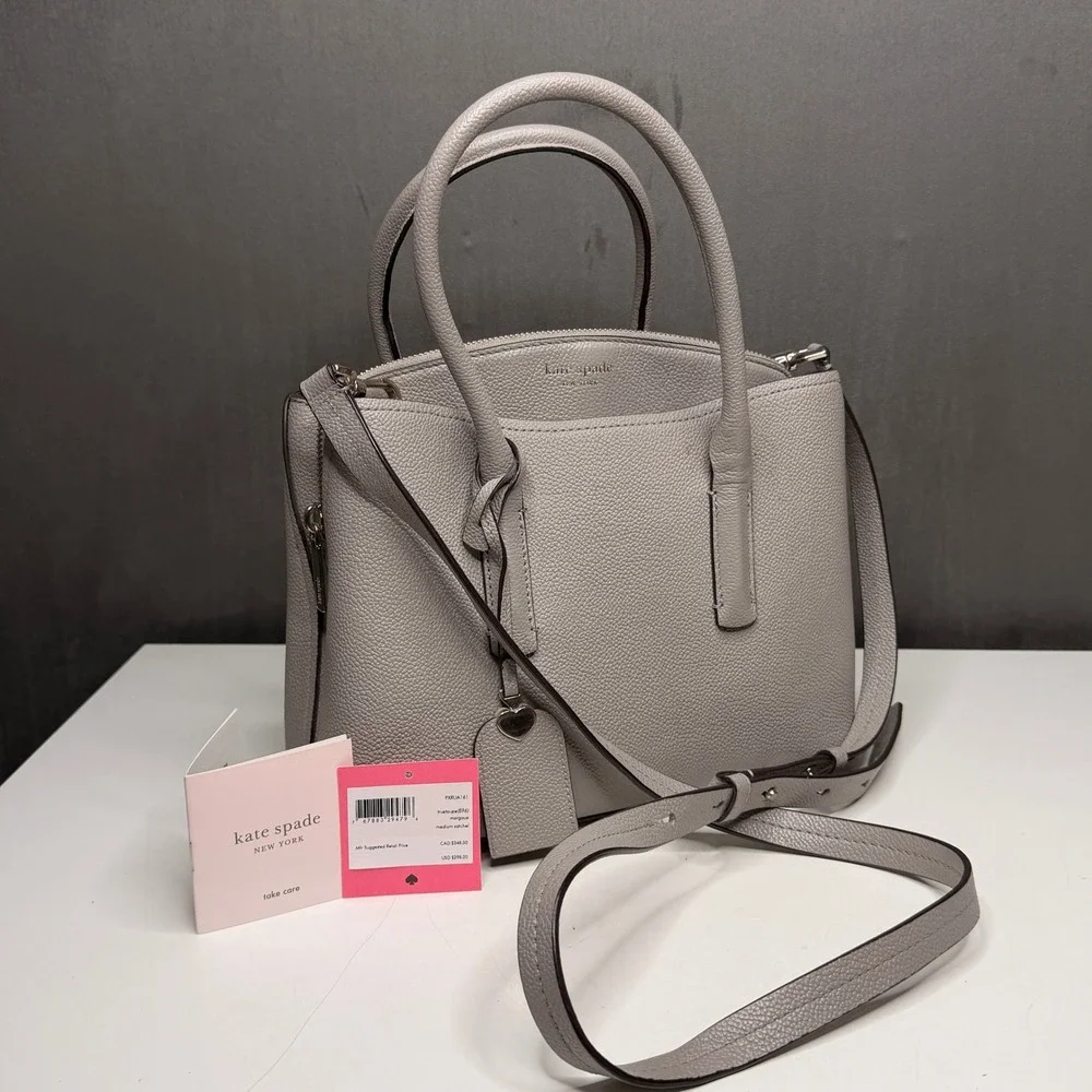 Kate Spade Margaux Medium Satchel True Taupe Women's Pebbled Leather Bag Purse